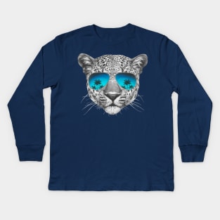 Leopard with sunglasses Kids Long Sleeve T-Shirt